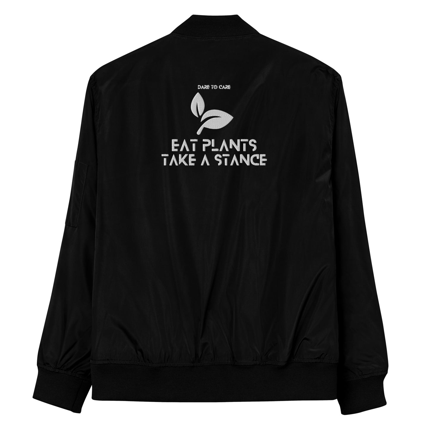 BLK - Unisex - Premium 100% recycled embroidered bomber jacket - Eat Plants, Take a Stance - Vegan