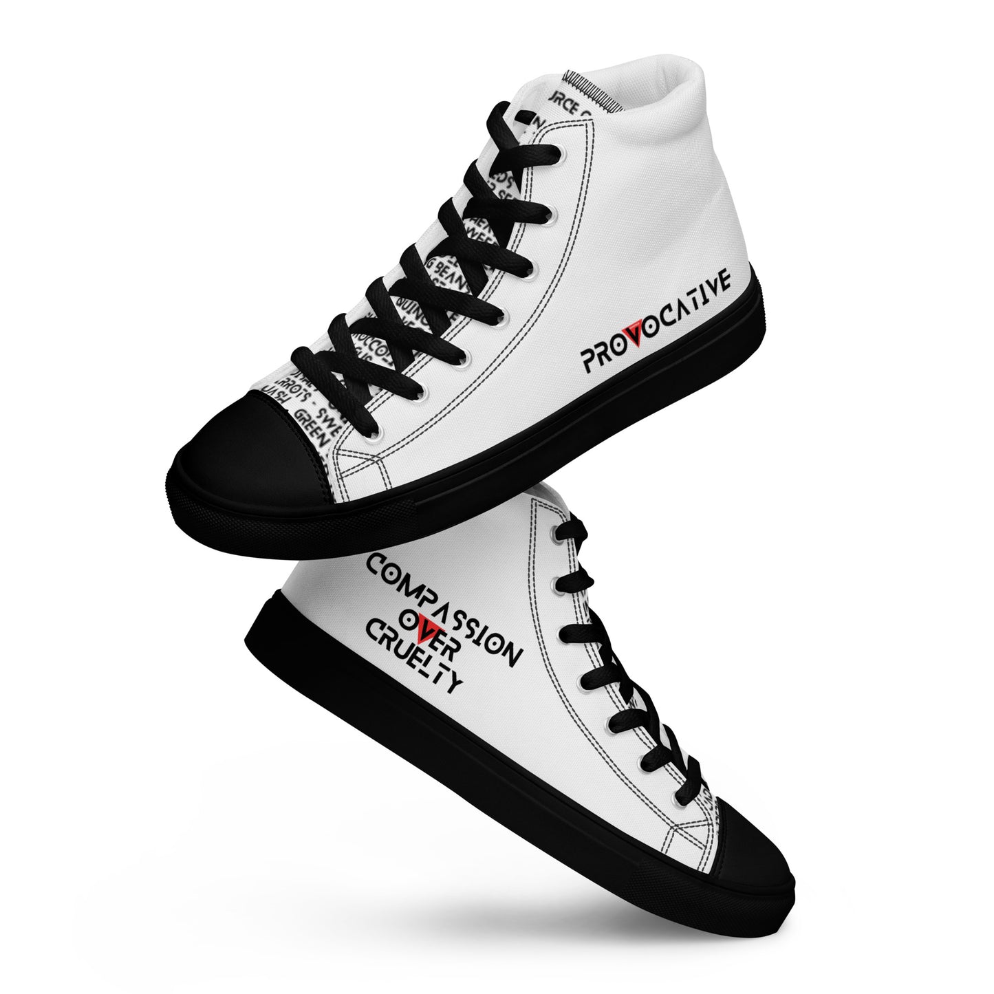 Women’s high top Vegan canvas shoes - Compassion over Cruelty - Vegan
