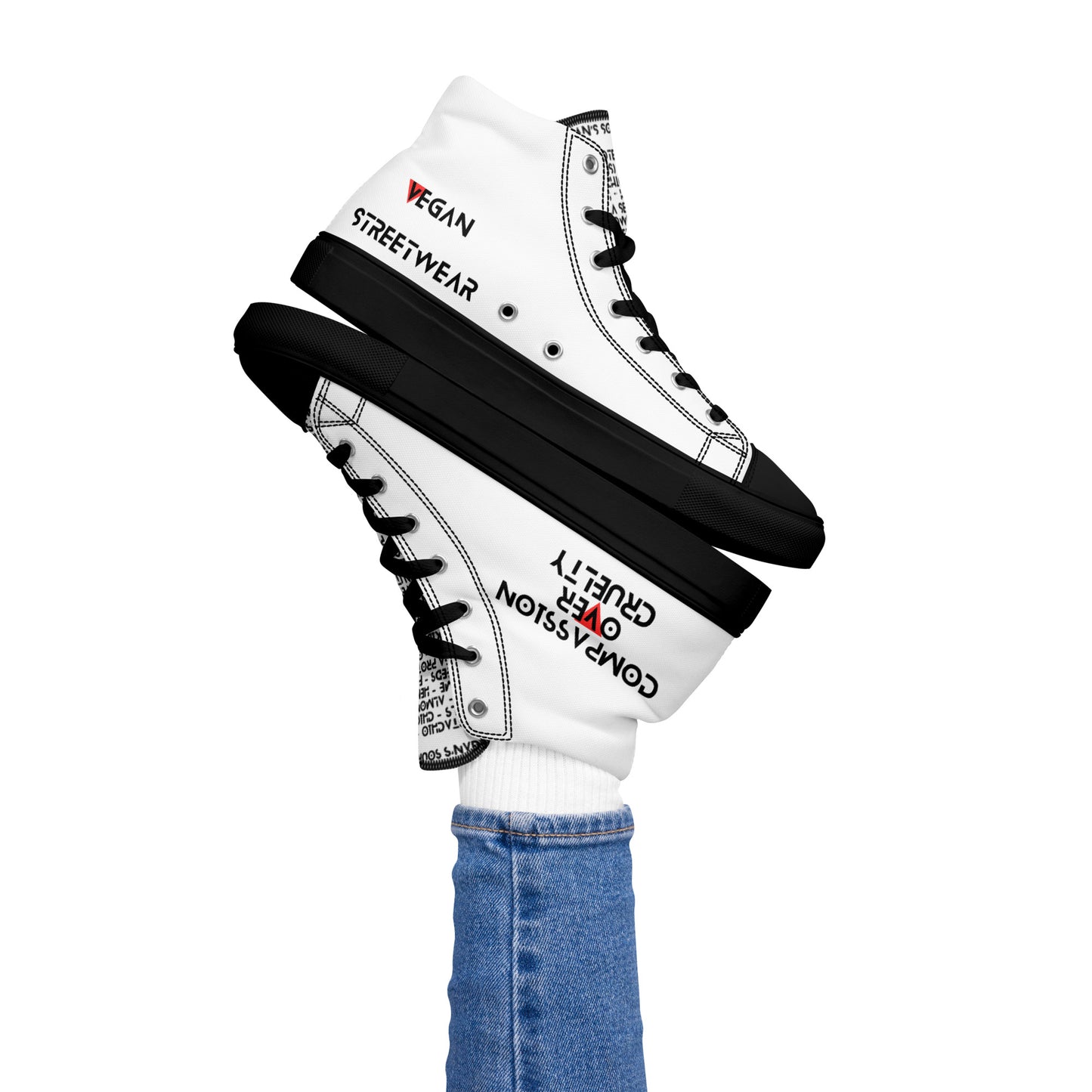 Women’s high top Vegan canvas shoes - Compassion over Cruelty - Vegan