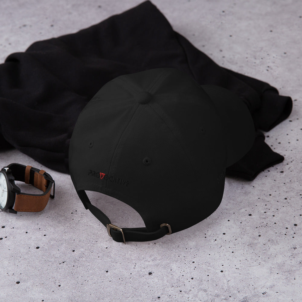 BLK- Provocative Embroidered Stealth Dad Hat - D2C - ComOc - Vegan