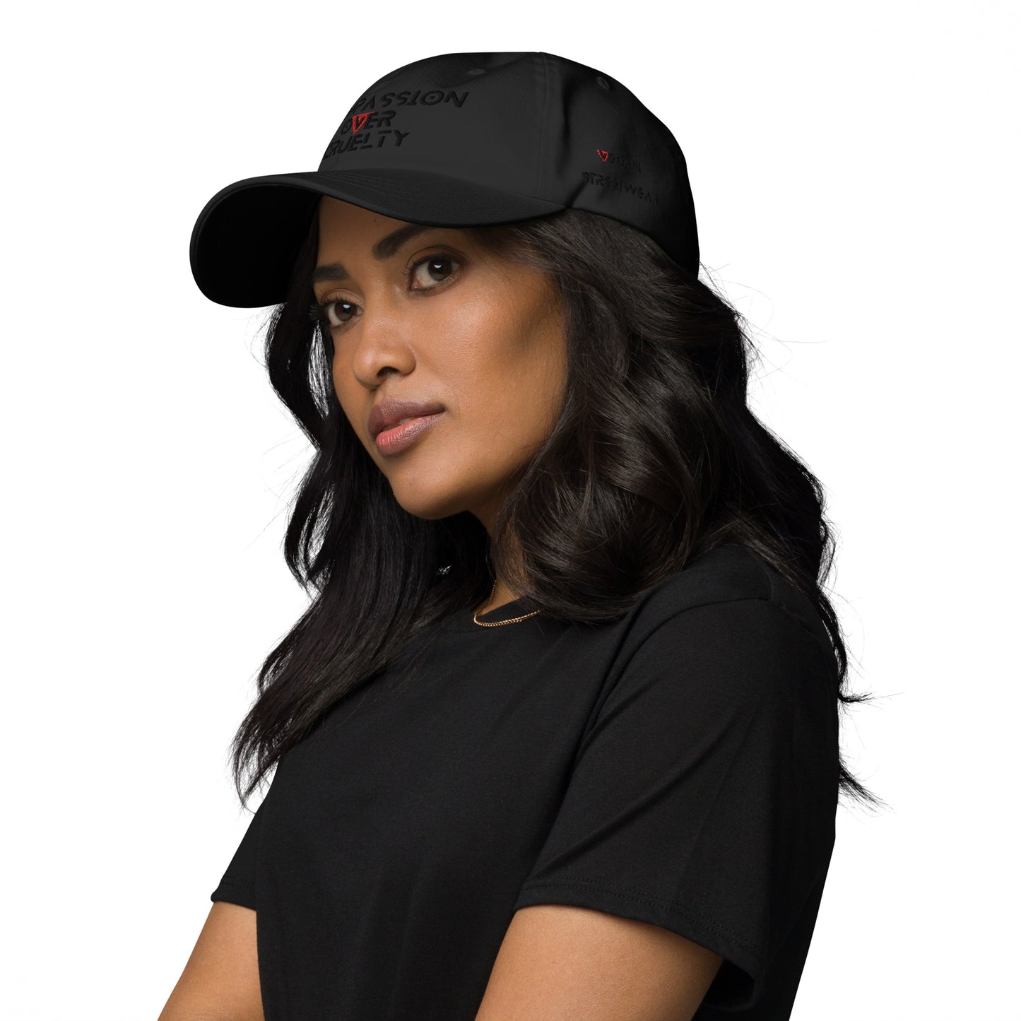 BLK- Provocative Embroidered Stealth Dad Hat - D2C - ComOc - Vegan