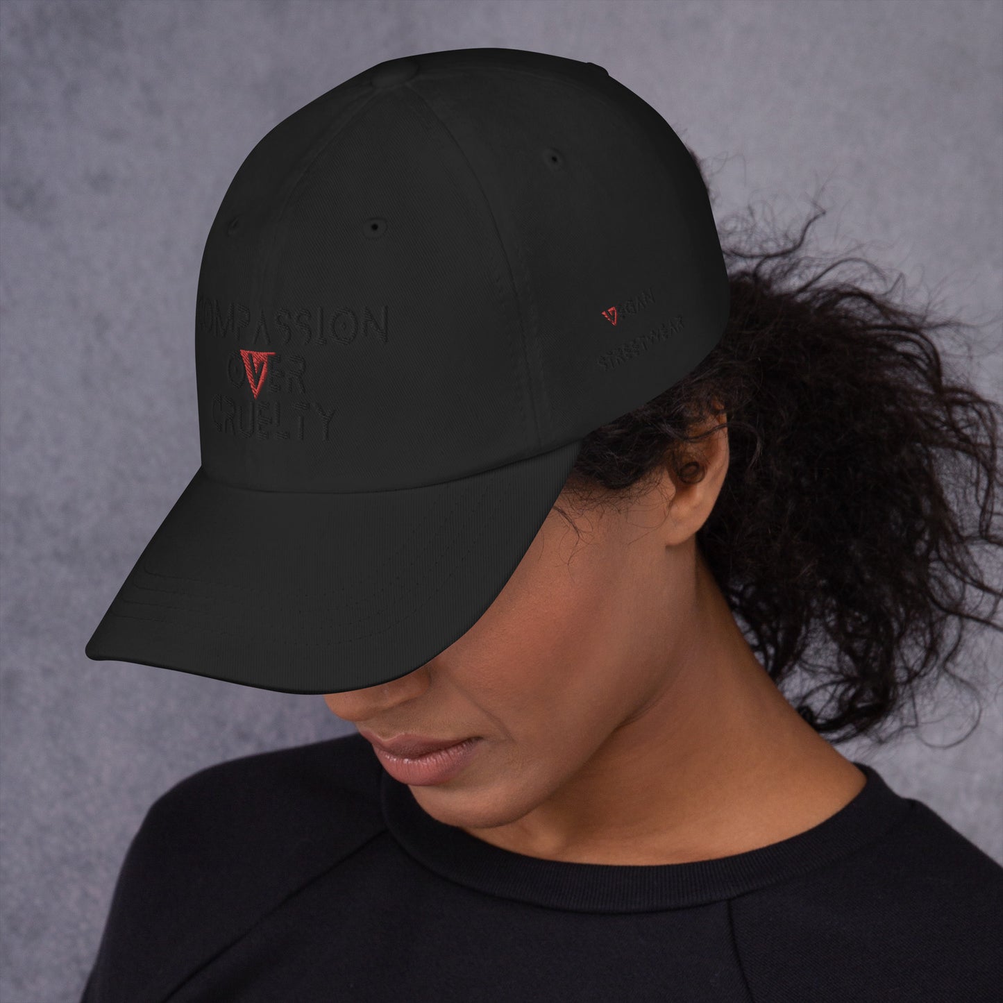 BLK- Provocative Embroidered Stealth Dad Hat - D2C - ComOc - Vegan