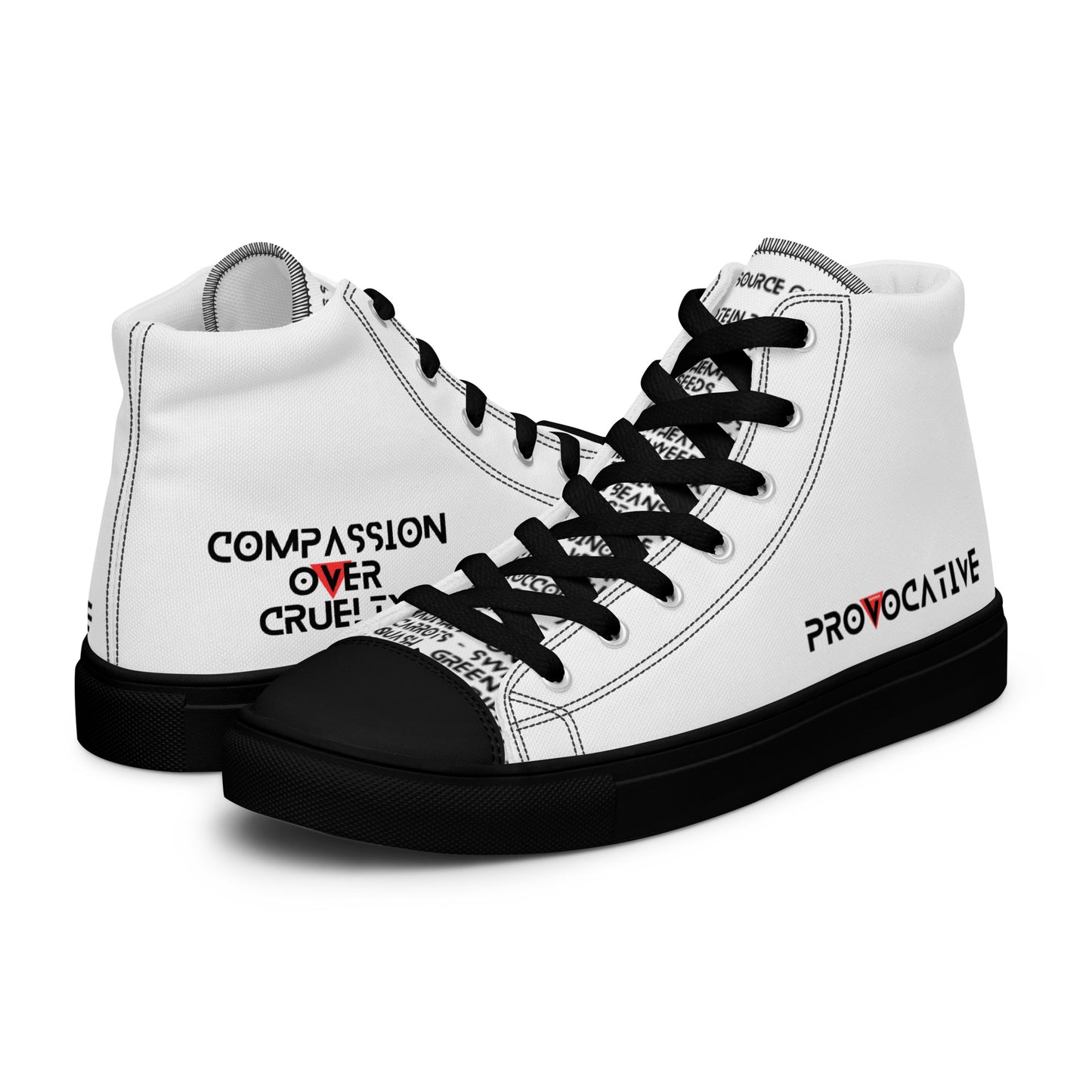 Men’s high top Vegan canvas shoes - Compassion over Cruelty - Vegan