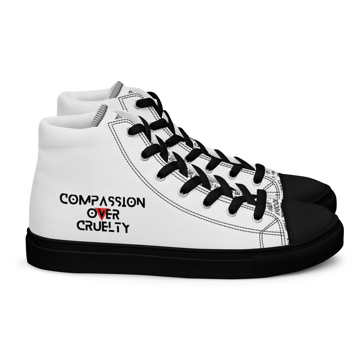 Men’s high top Vegan canvas shoes - Compassion over Cruelty - Vegan