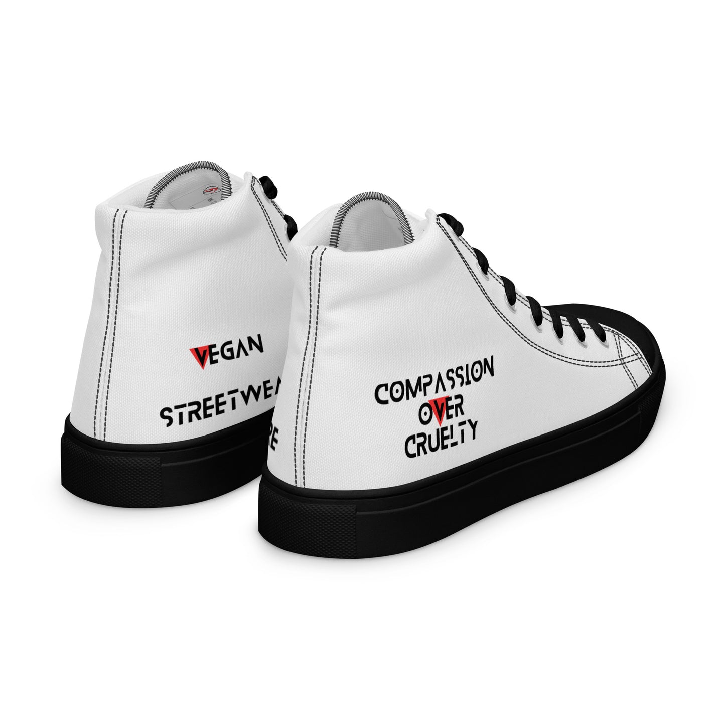 Men’s high top Vegan canvas shoes - Compassion over Cruelty - Vegan