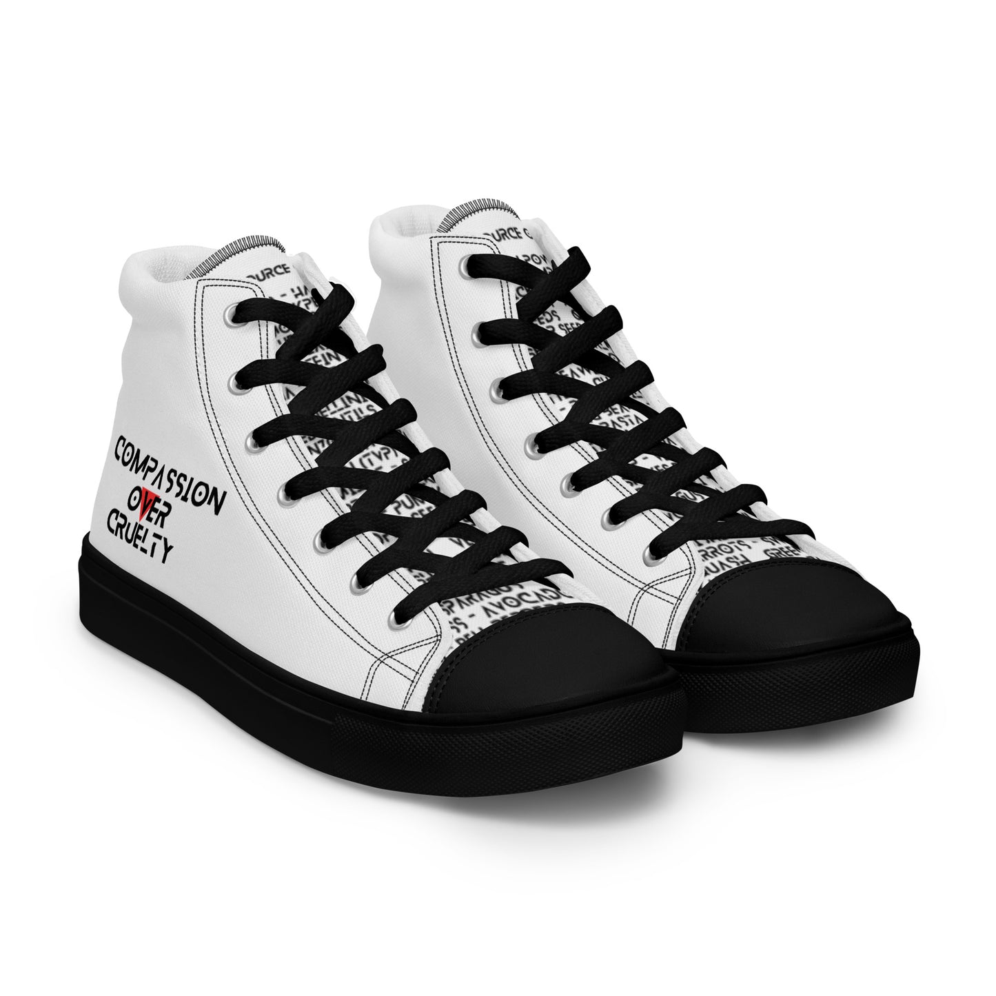 Men’s high top Vegan canvas shoes - Compassion over Cruelty - Vegan