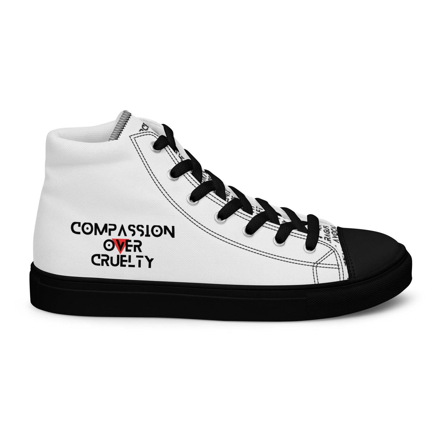 Men’s high top Vegan canvas shoes - Compassion over Cruelty - Vegan