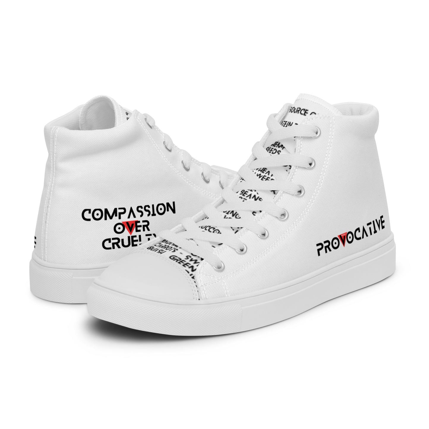 Men’s high top Vegan canvas shoes - Compassion over Cruelty - Vegan