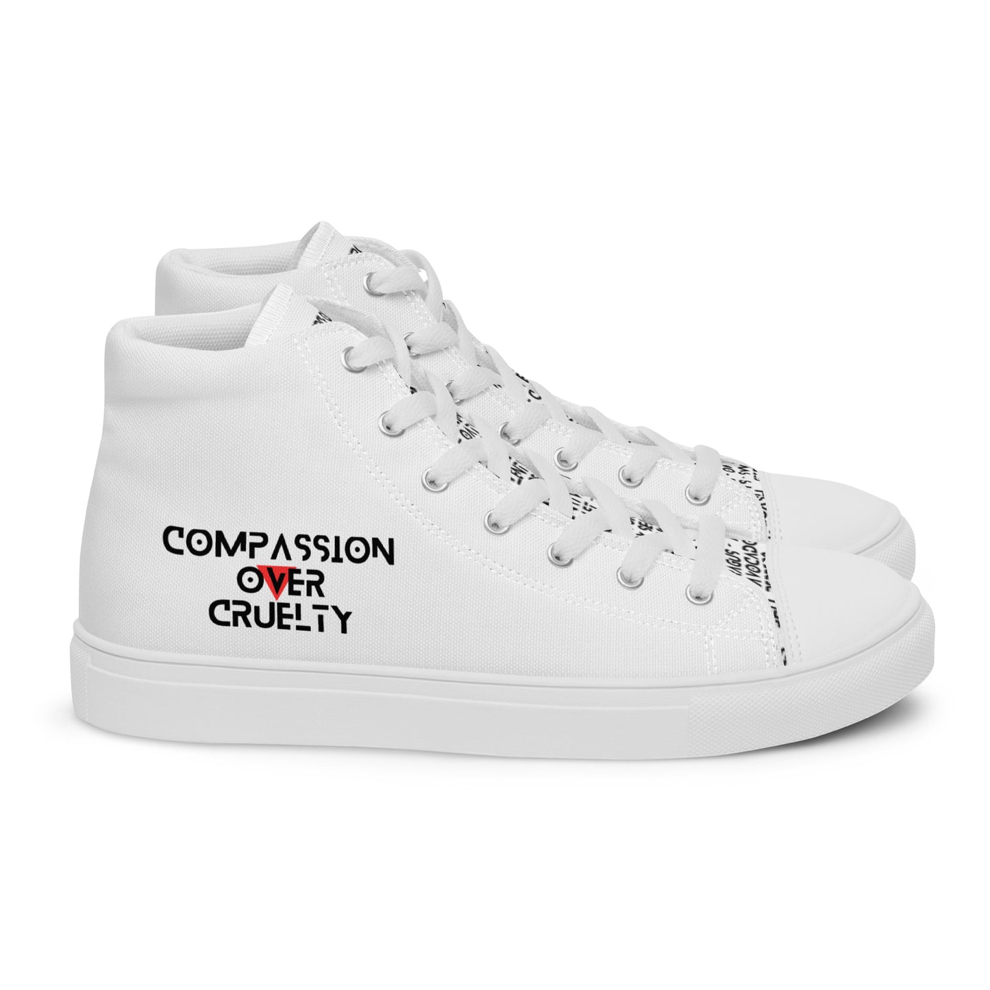 Men’s high top Vegan canvas shoes - Compassion over Cruelty - Vegan