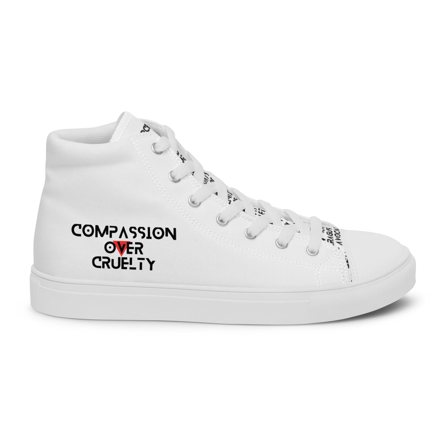 Men’s high top Vegan canvas shoes - Compassion over Cruelty - Vegan