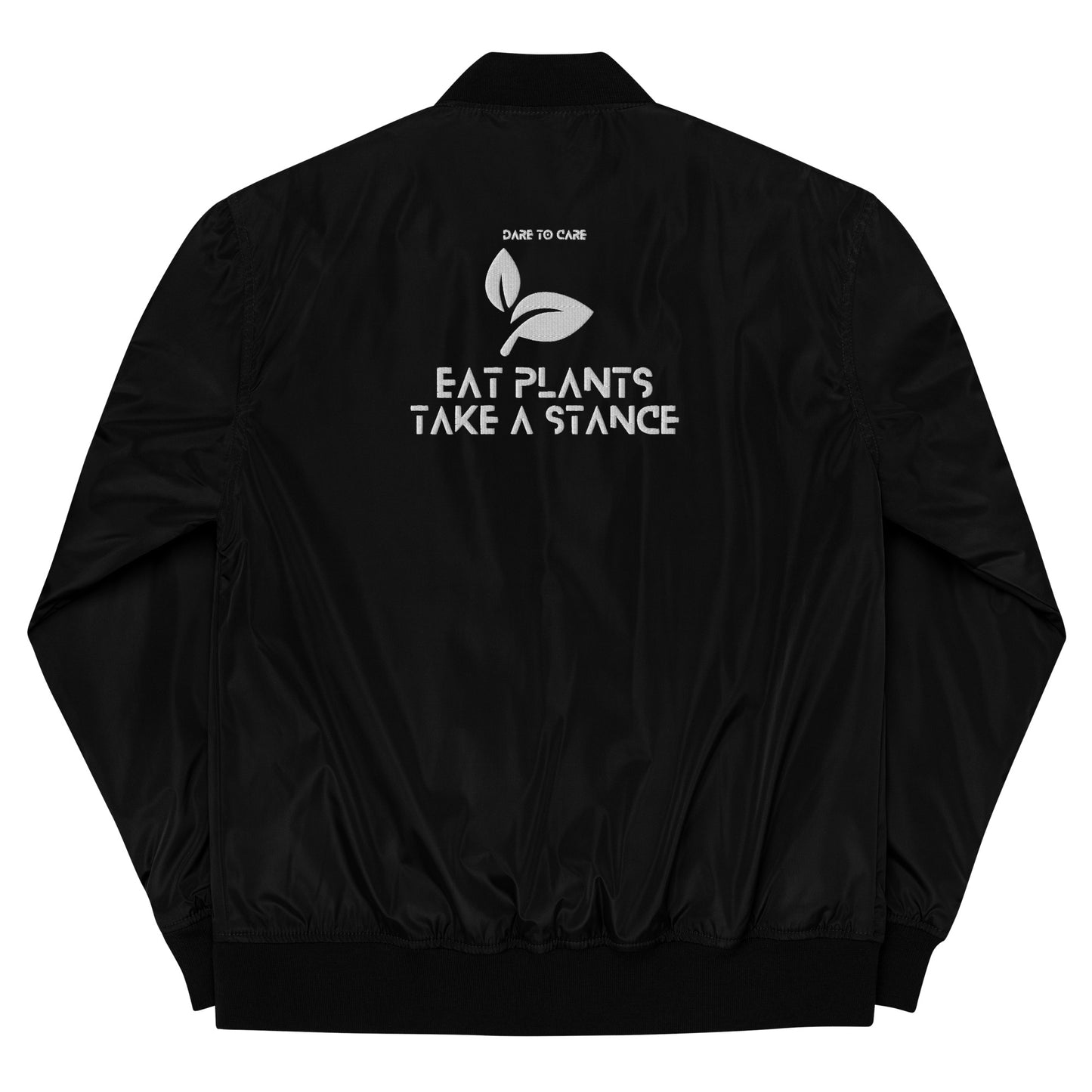 BLK - Unisex - Premium 100% recycled embroidered bomber jacket -  Eat Plants, Take a Stance - Vegan