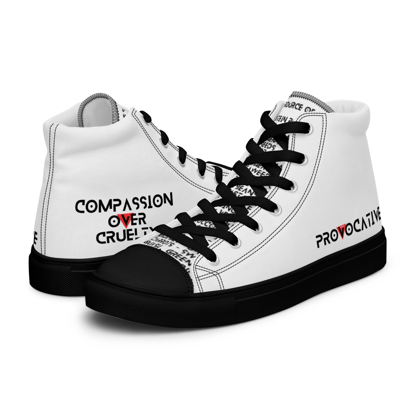Women’s high top Vegan canvas shoes - Compassion over Cruelty - Vegan