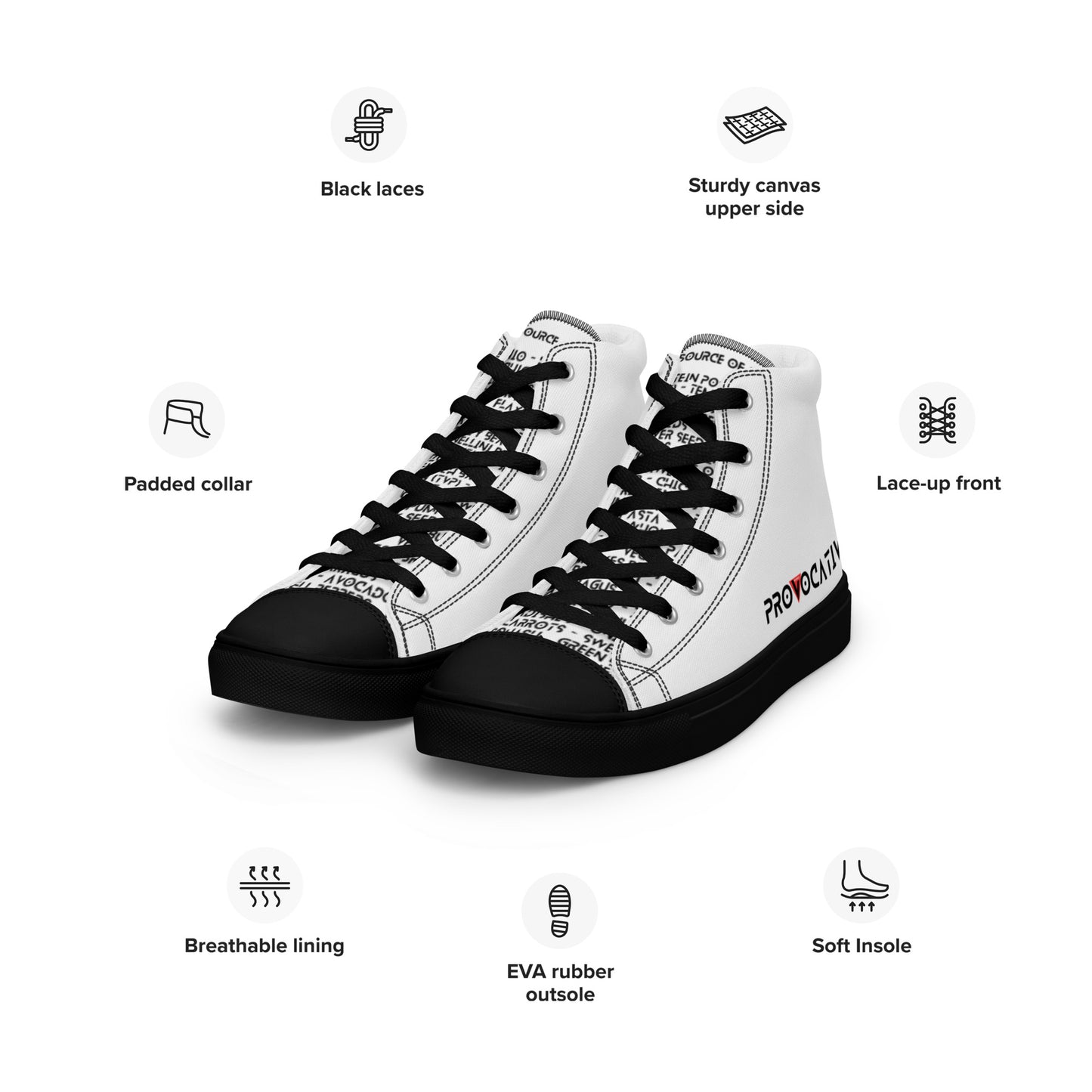 Women’s high top Vegan canvas shoes - Compassion over Cruelty - Vegan