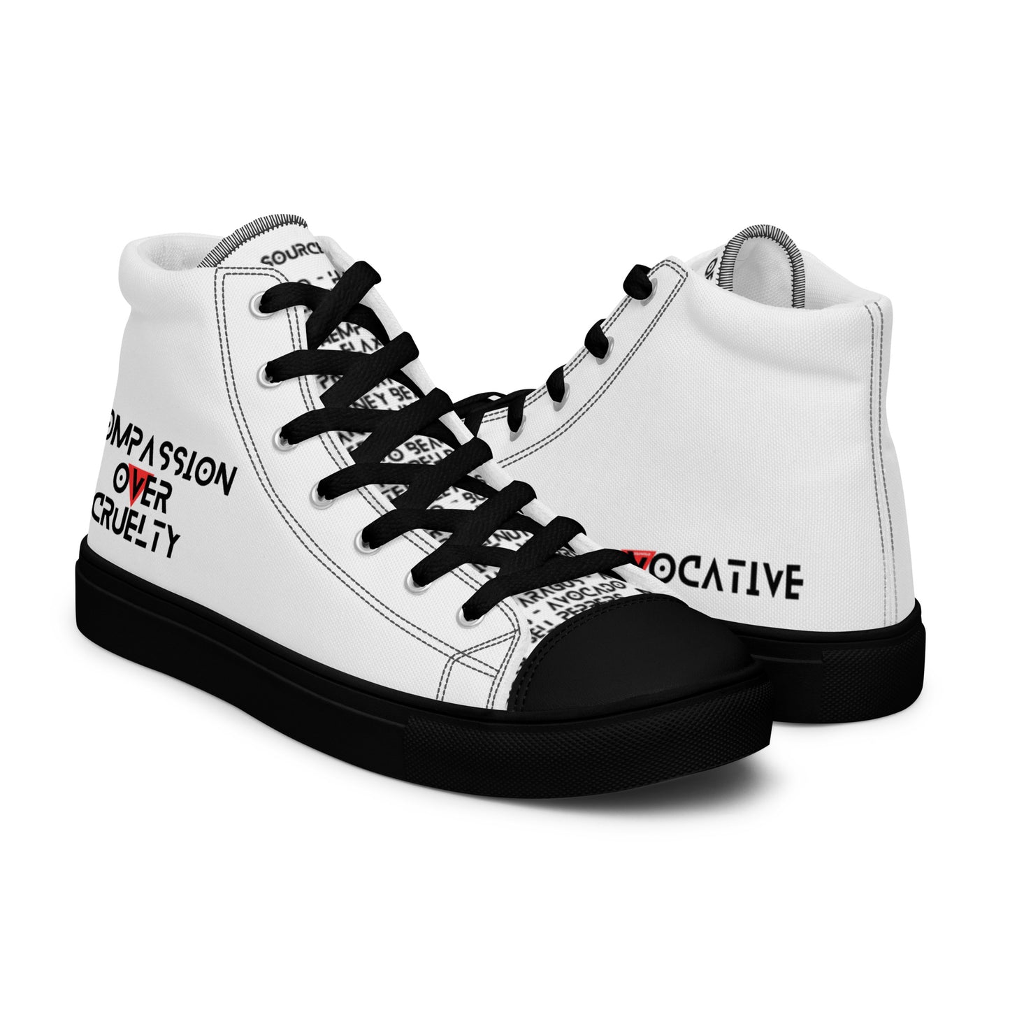 Women’s high top Vegan canvas shoes - Compassion over Cruelty - Vegan