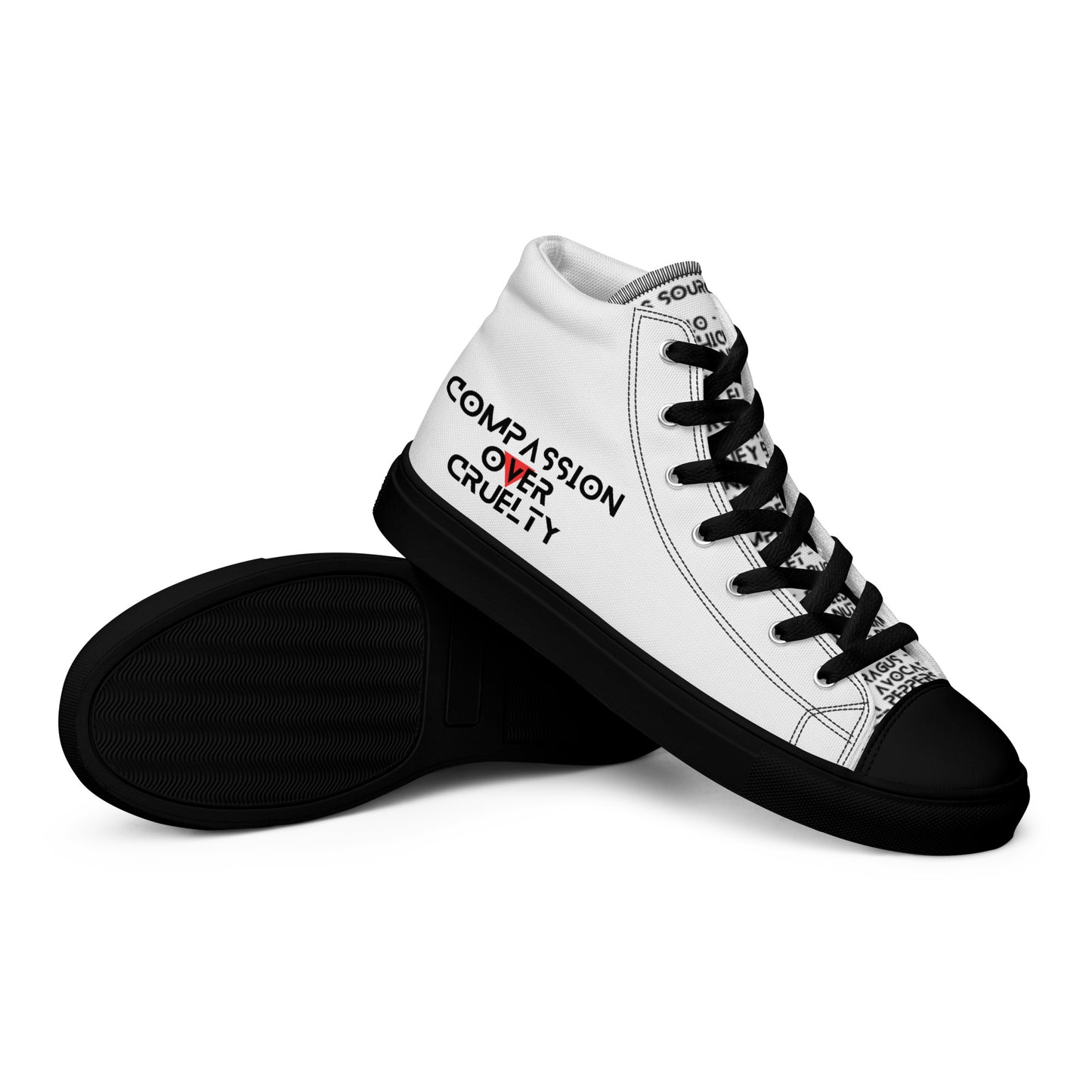 Women’s high top Vegan canvas shoes - Compassion over Cruelty - Vegan