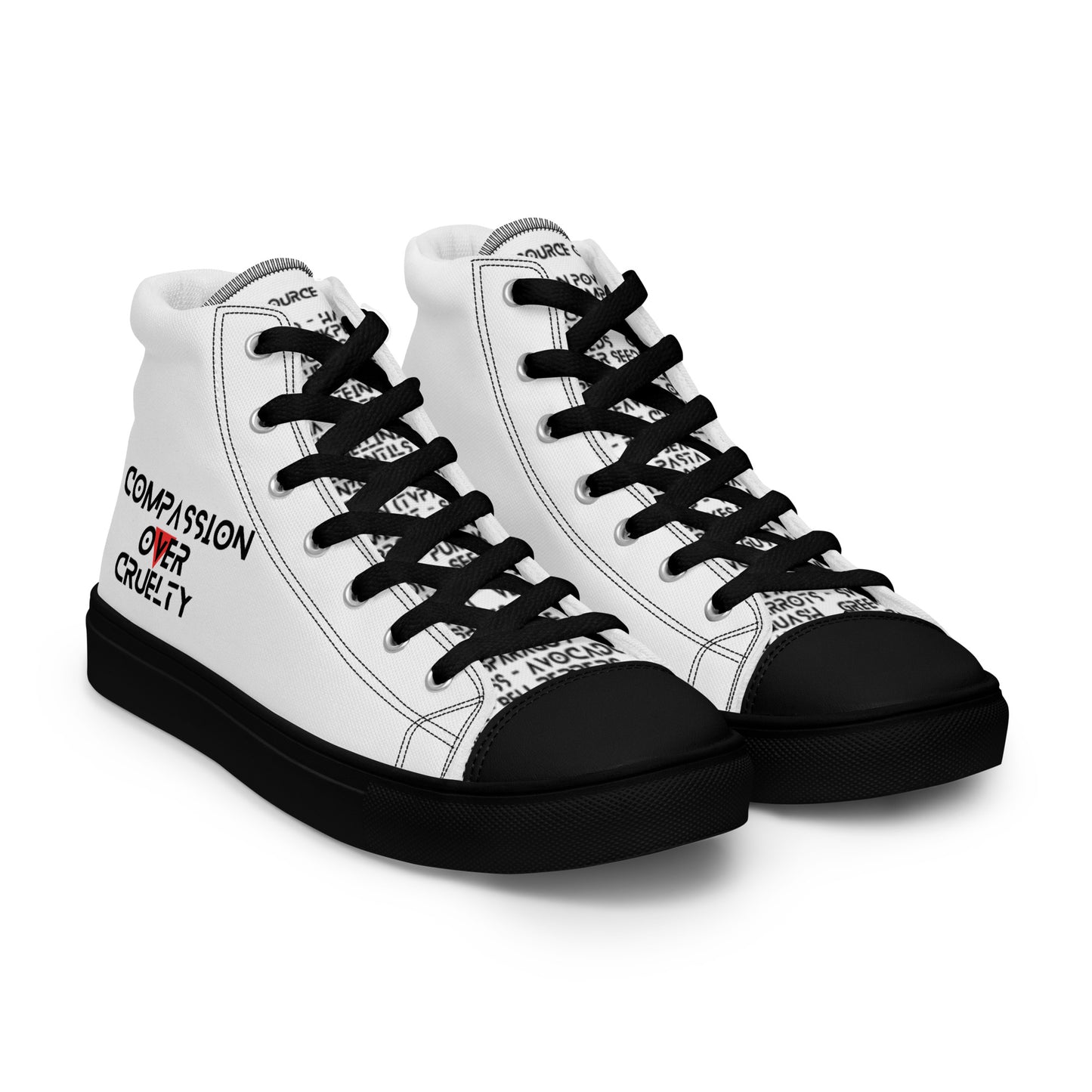 Women’s high top Vegan canvas shoes - Compassion over Cruelty - Vegan