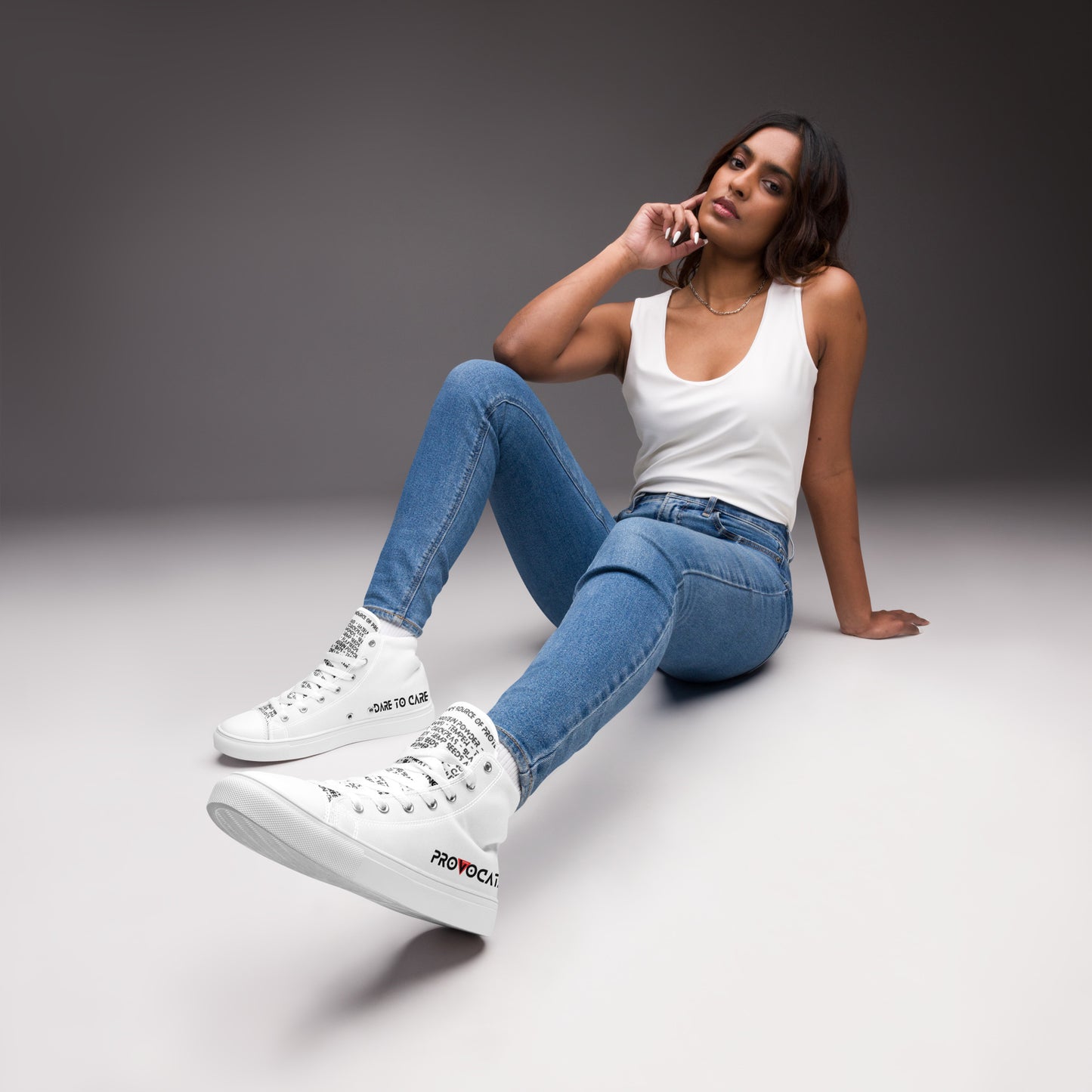 Women’s high top Vegan canvas shoes - Compassion over Cruelty - Vegan