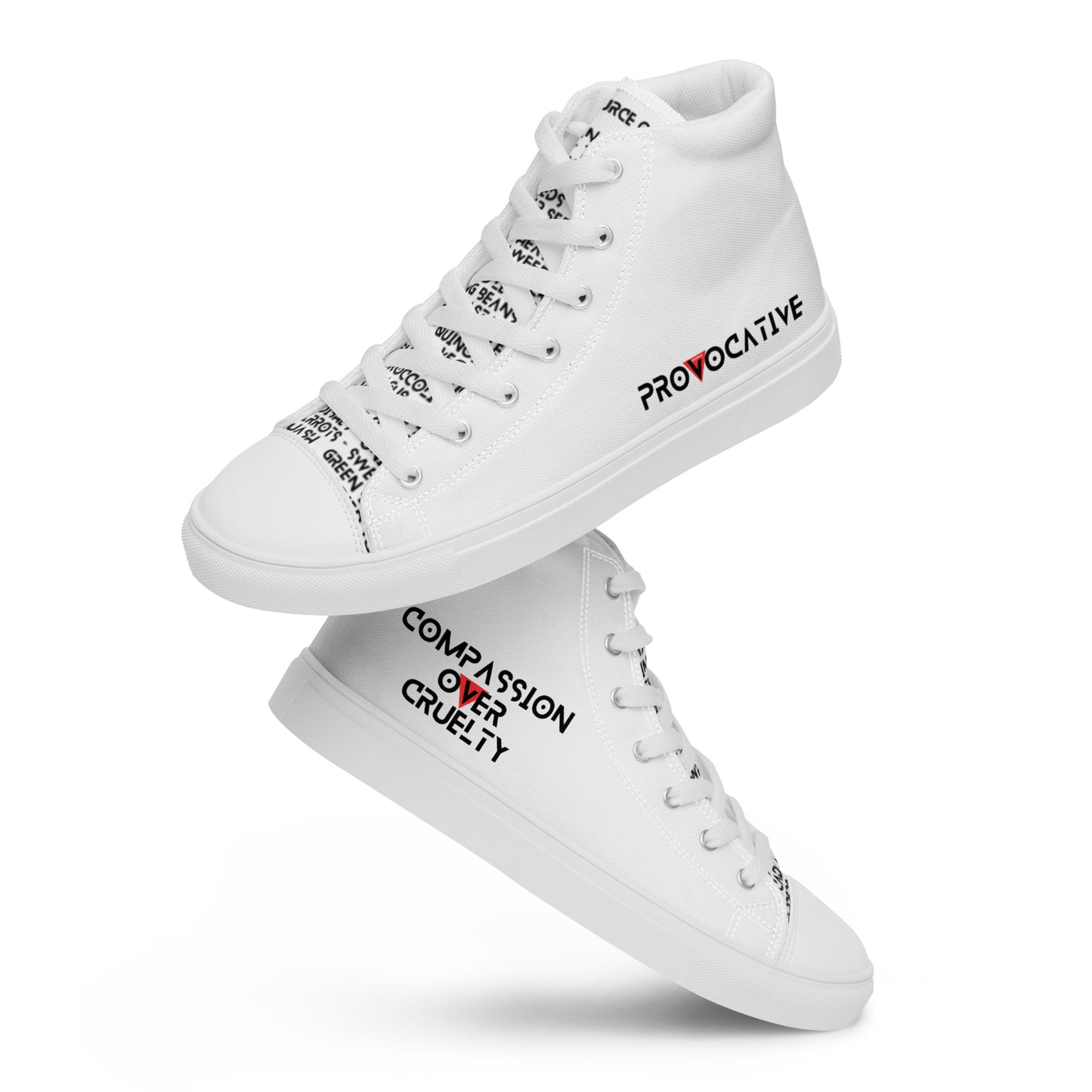 Women’s high top Vegan canvas shoes - Compassion over Cruelty - Vegan