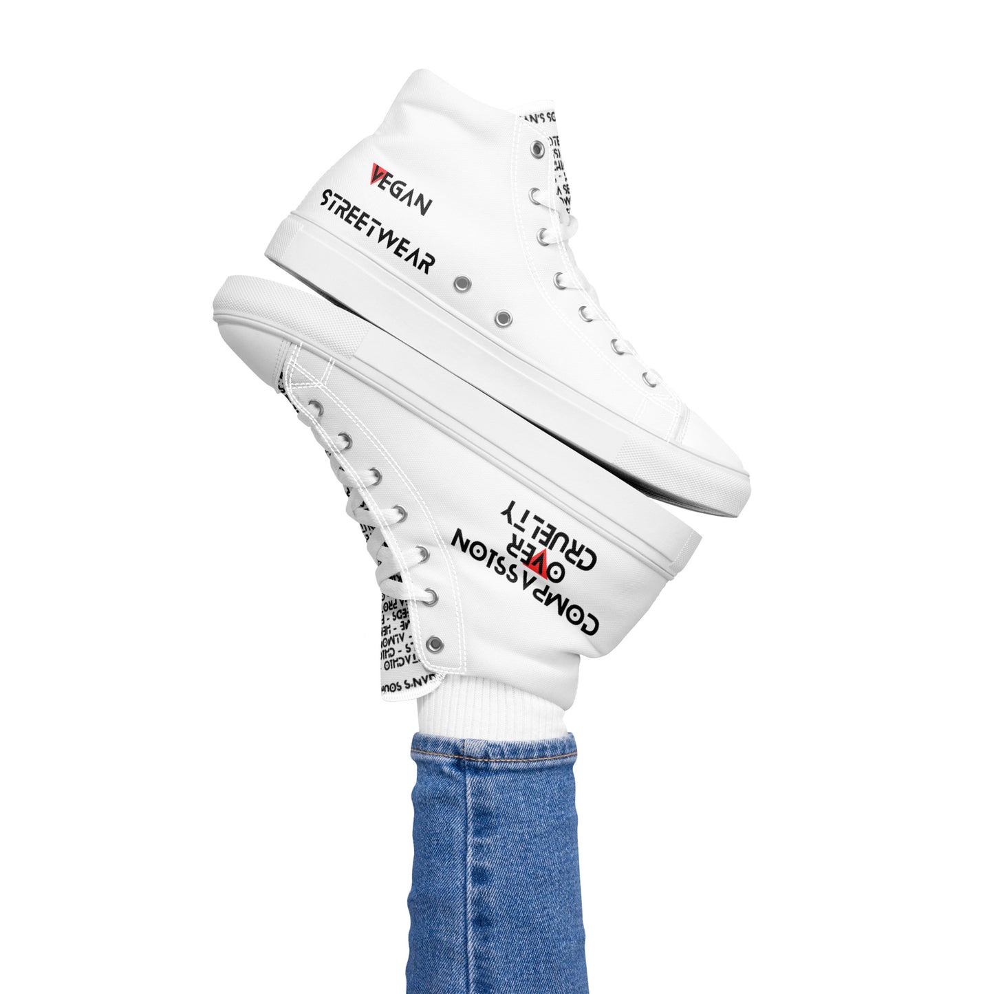 Women’s high top Vegan canvas shoes - Compassion over Cruelty - Vegan