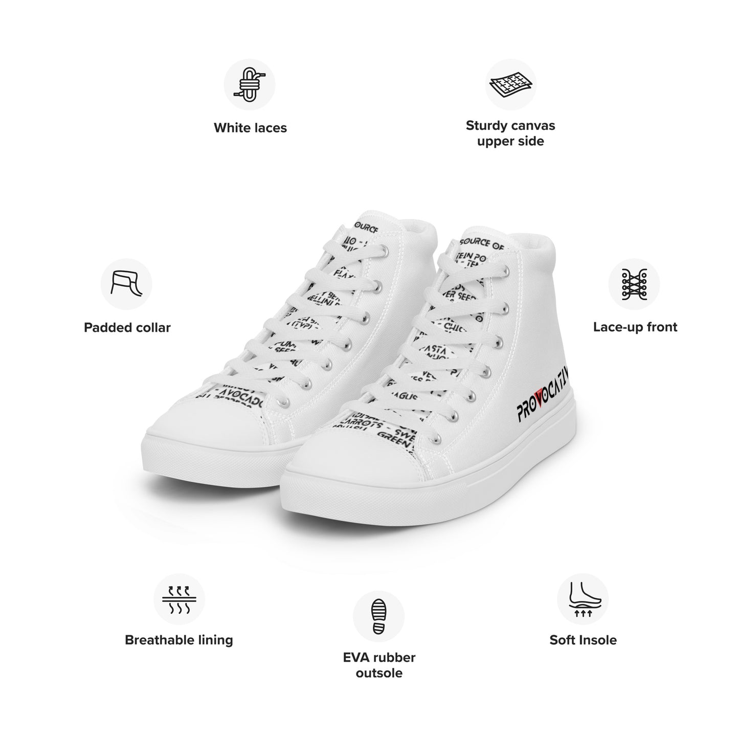 Women’s high top Vegan canvas shoes - Compassion over Cruelty - Vegan