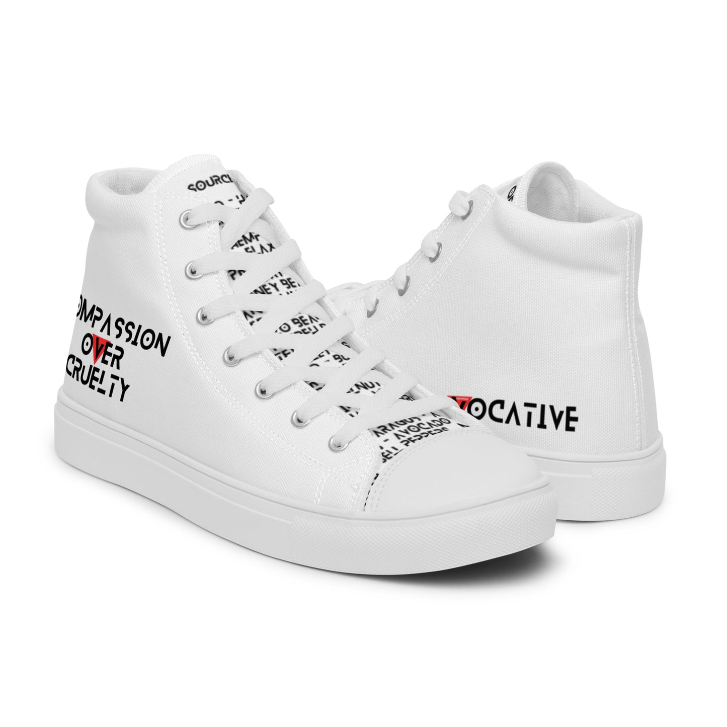Women’s high top Vegan canvas shoes - Compassion over Cruelty - Vegan