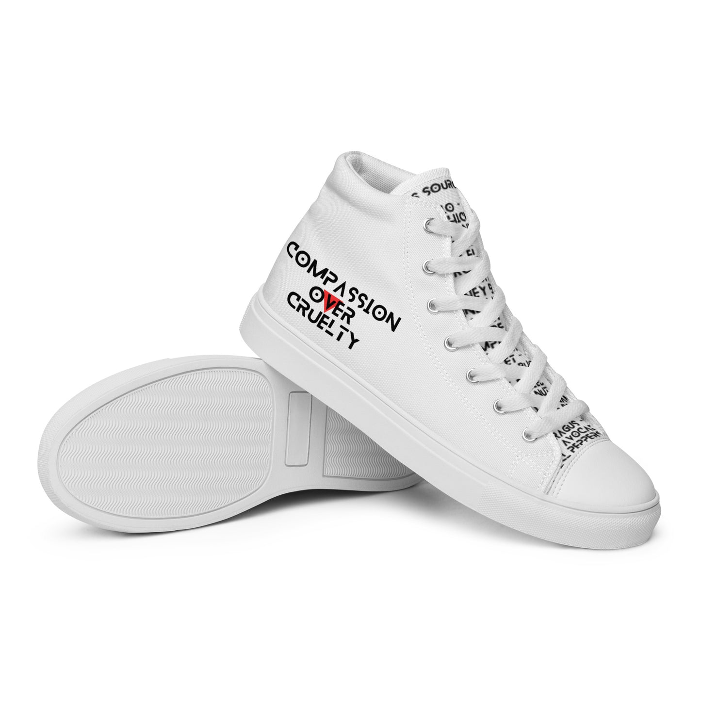 Women’s high top Vegan canvas shoes - Compassion over Cruelty - Vegan