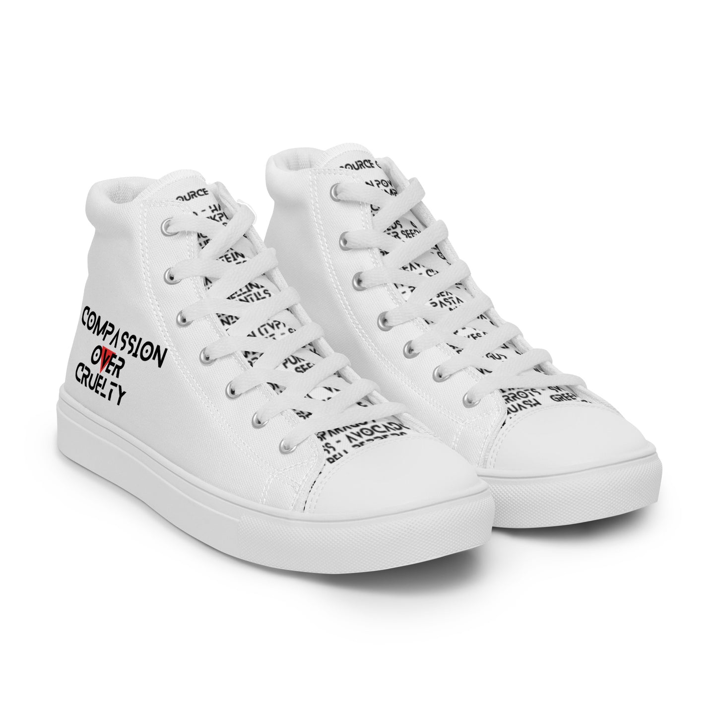 Women’s high top Vegan canvas shoes - Compassion over Cruelty - Vegan