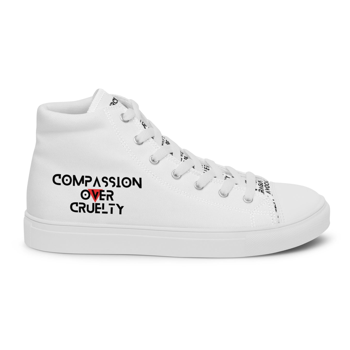 Women’s high top Vegan canvas shoes - Compassion over Cruelty - Vegan